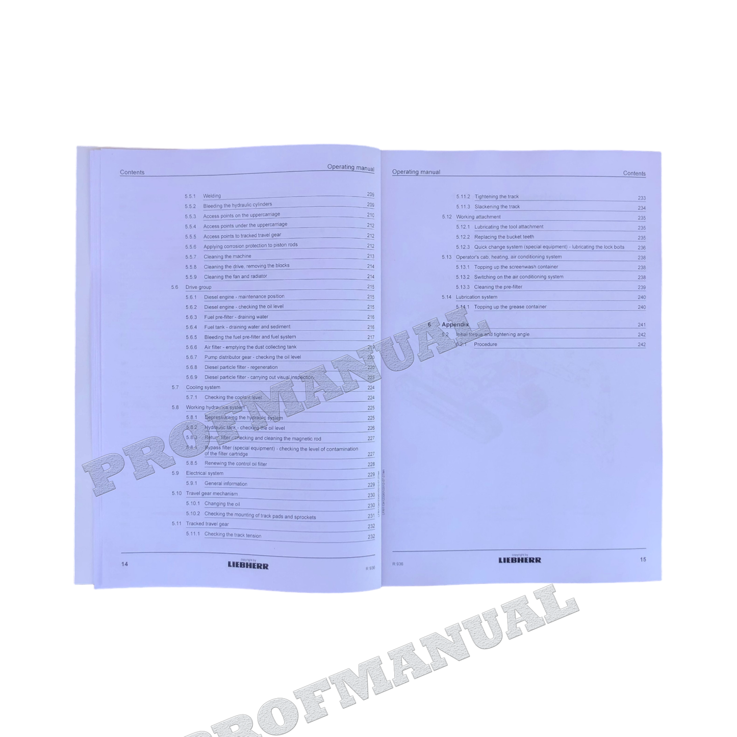 Liebherr R936 Excavator Operators manual