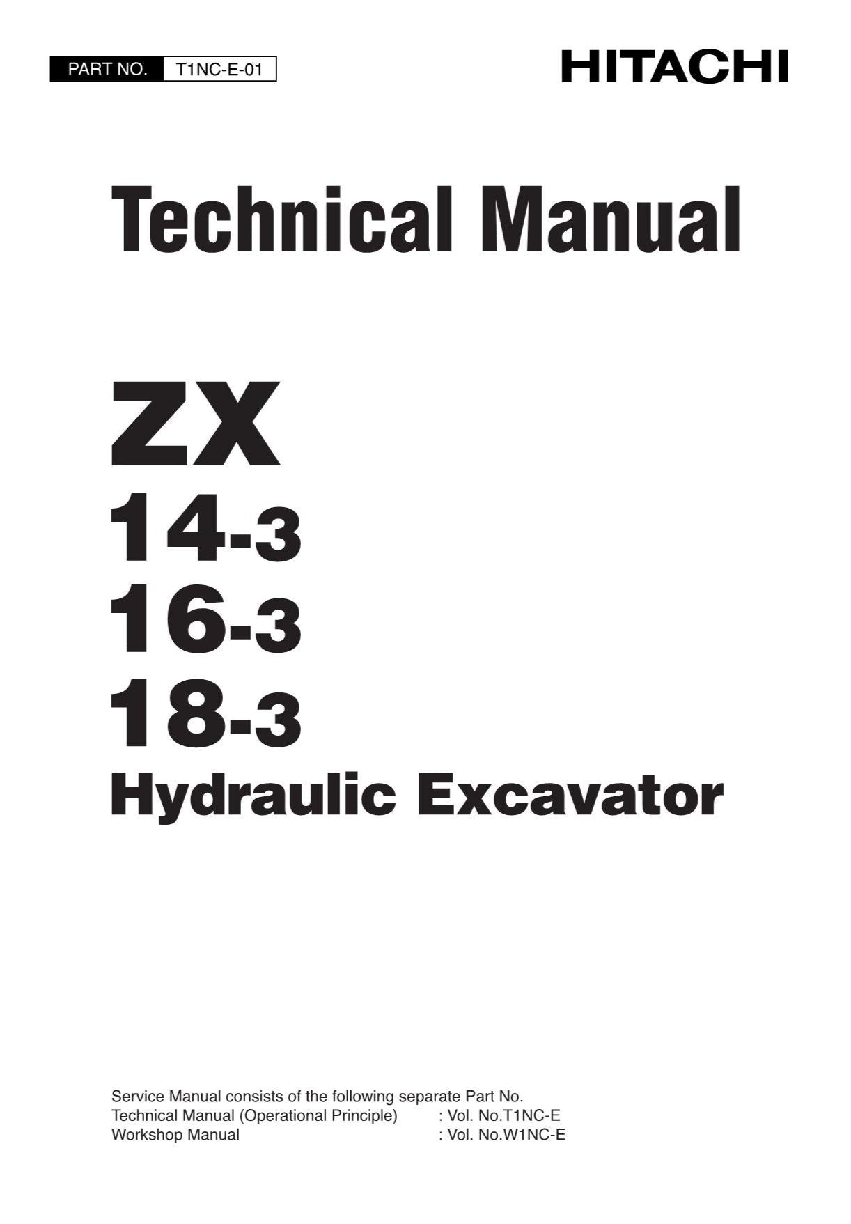 Hitachi ZX14-3 ZX16-3 ZX18-3 Excavator Service Manual with Schemes