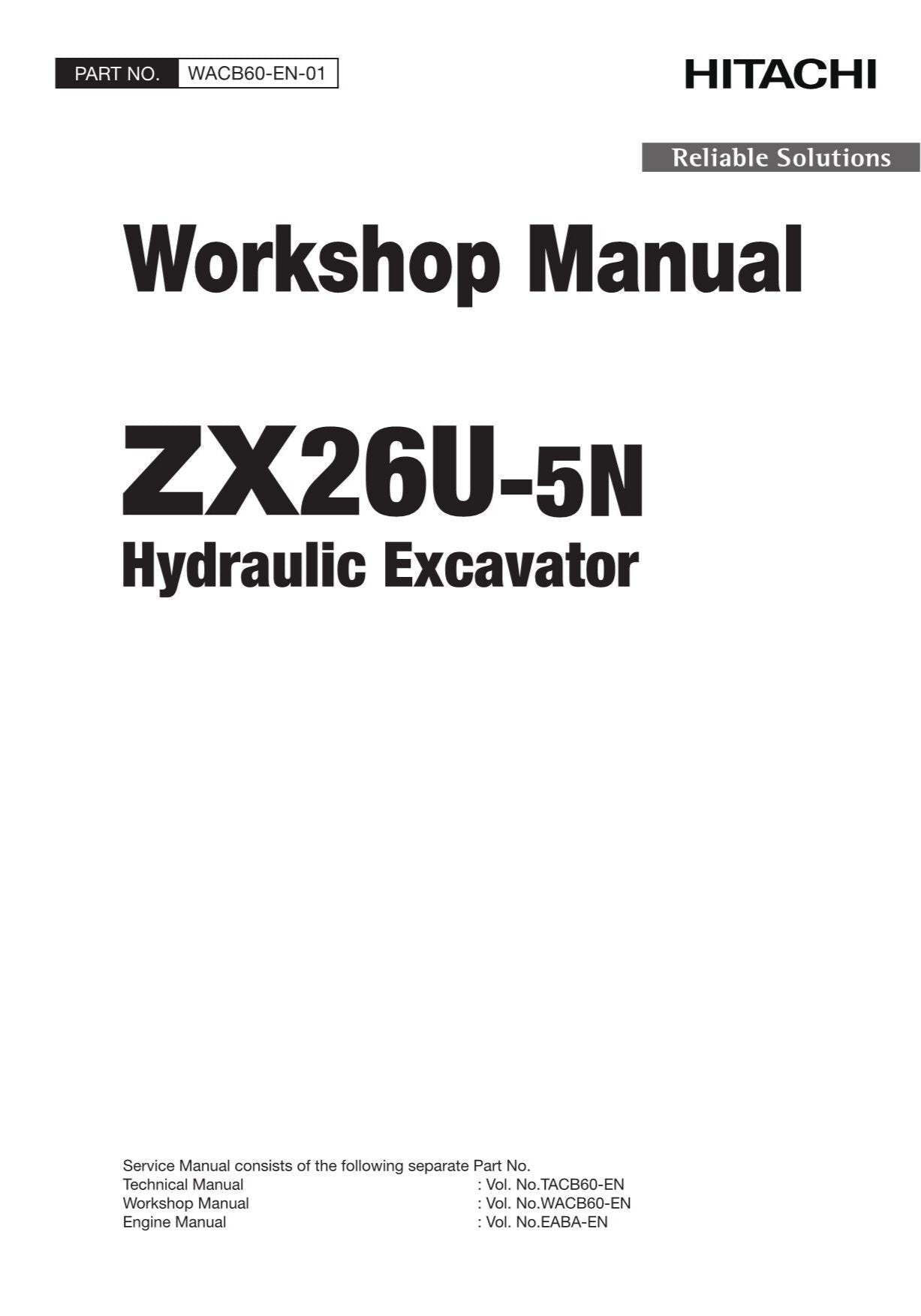 Hitachi ZX26U-5N Excavator Workshop Service Repair manual