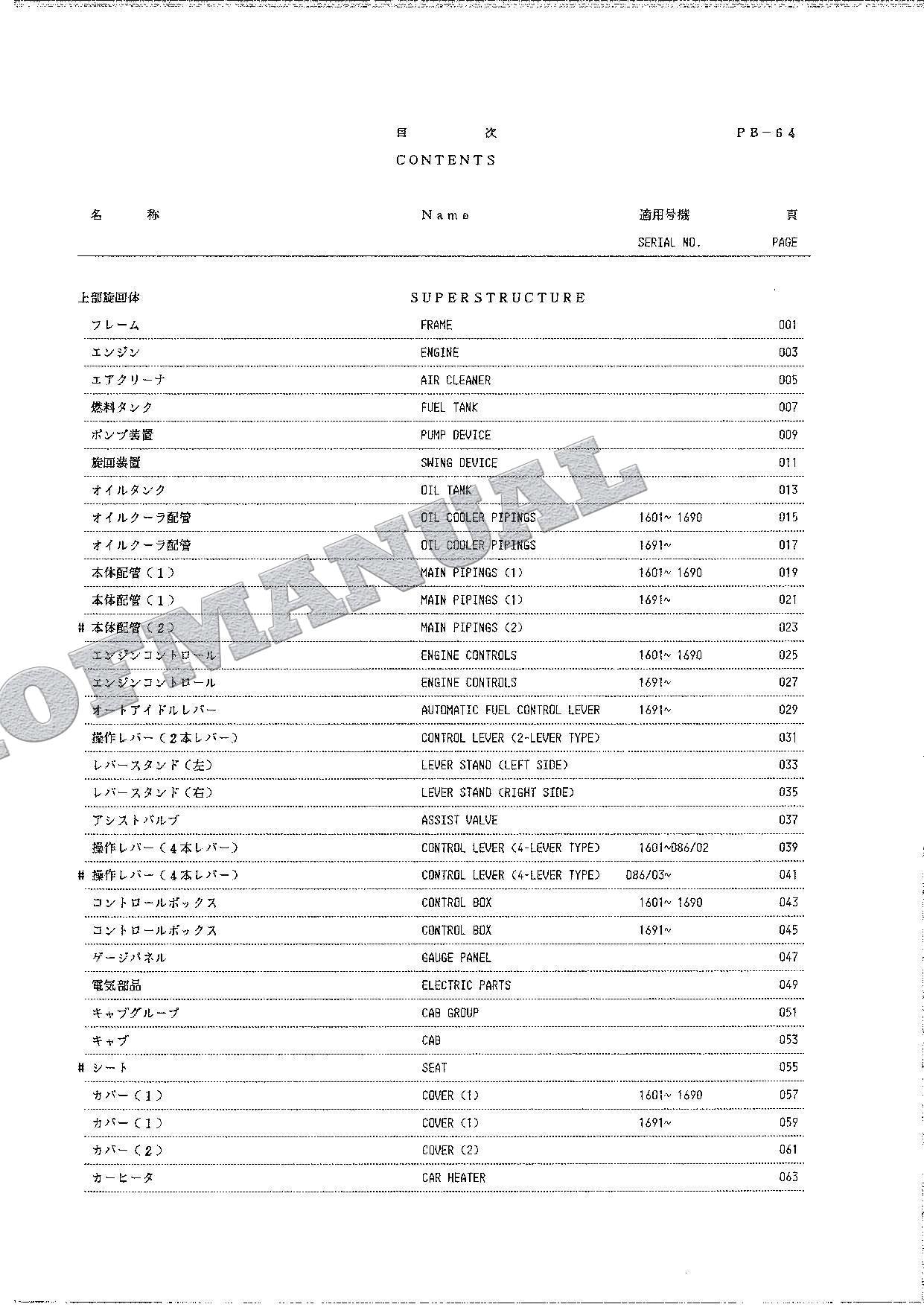 HITACHI UH053M Excavator Parts Catalog Manual EP12B-3-3