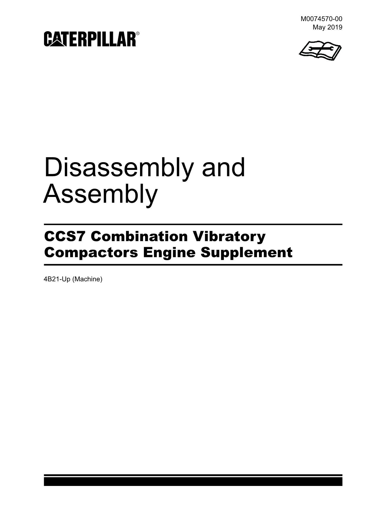 Caterpillar CCS7 Compactor Engine Supplement Disassembly Assembly Service Manual