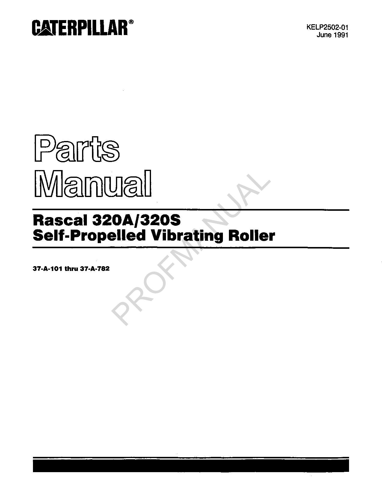 Caterpillar Cat 320A-320S Self Propelled Vibrating Roller Parts Catalog Manual