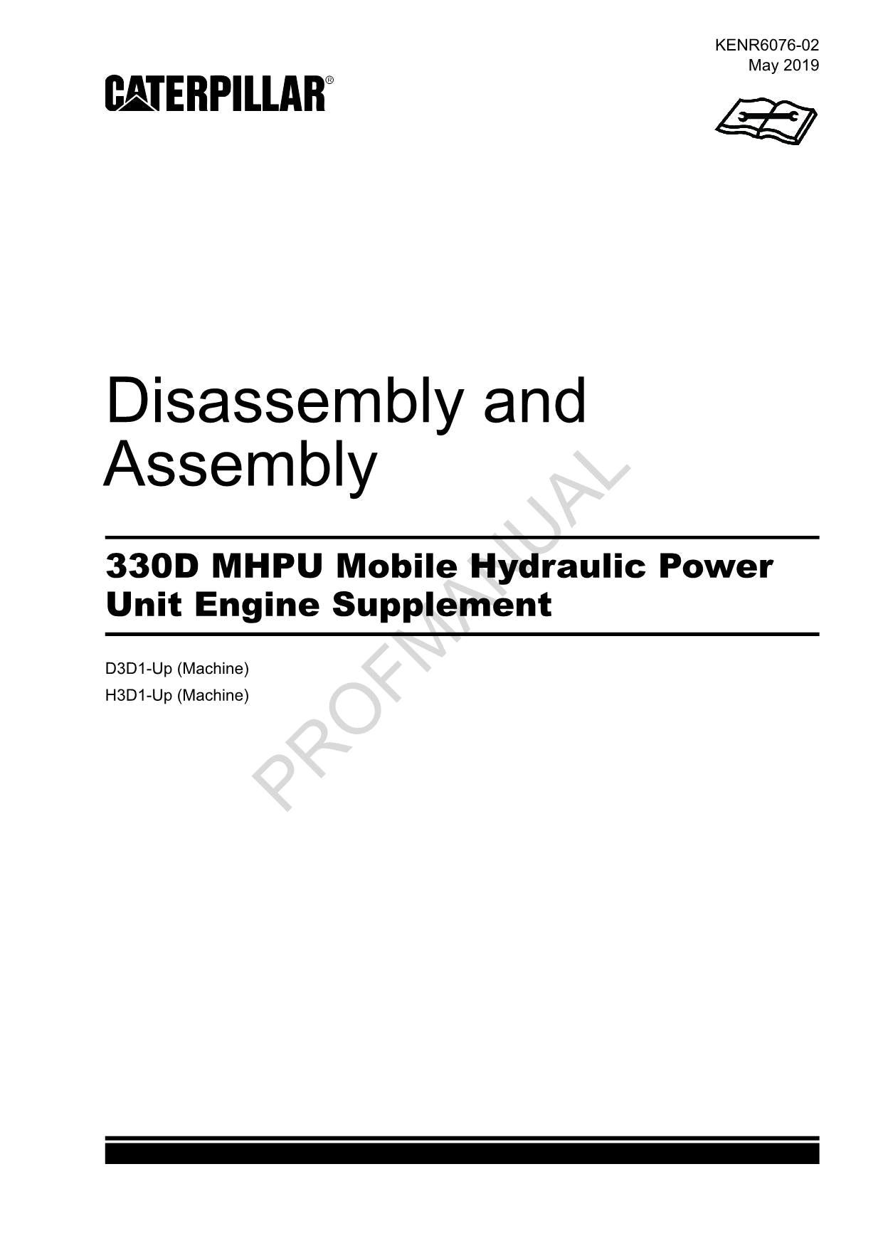 Caterpillar Cat 330D MHPU Engine Supplement Disassembly Assembly Manual