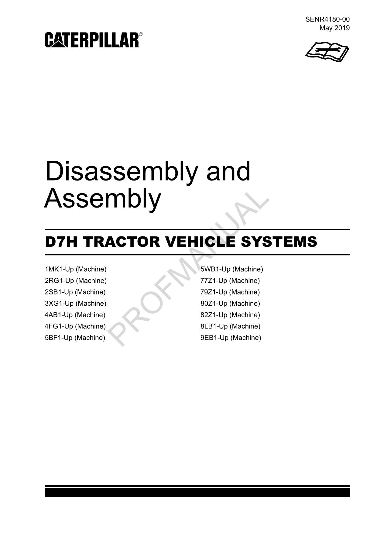 Manuel de démontage et d'assemblage du système de véhicule tracteur Caterpillar CAT D7H