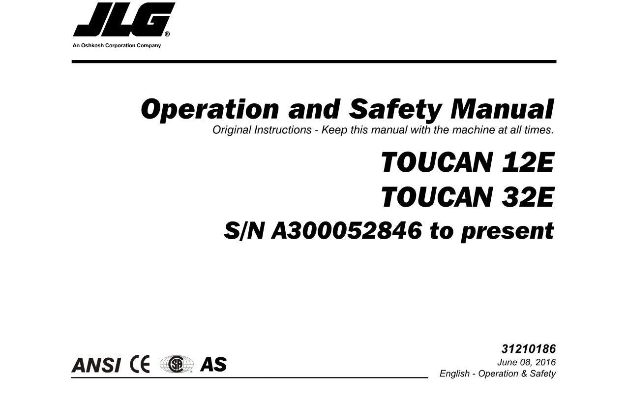 TOUCAN 12E 12E Plus 32E Vertical Lift Maintenance Operators Manual 31210186