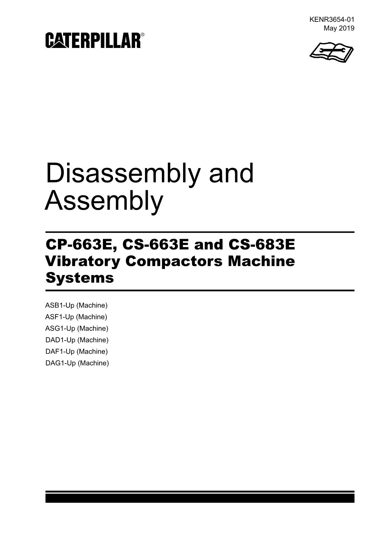 Caterpillar CP-663E Compactor Disassembly Assembly Service Manual KENR3654