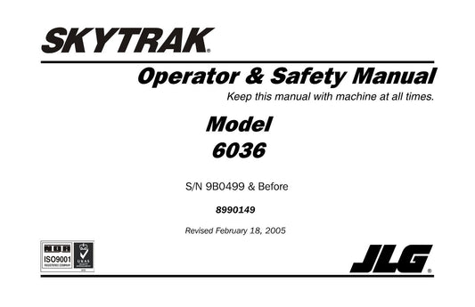 SKYTRAK 6036 Telehandler Maintenance Operation Operators Manual 8990149