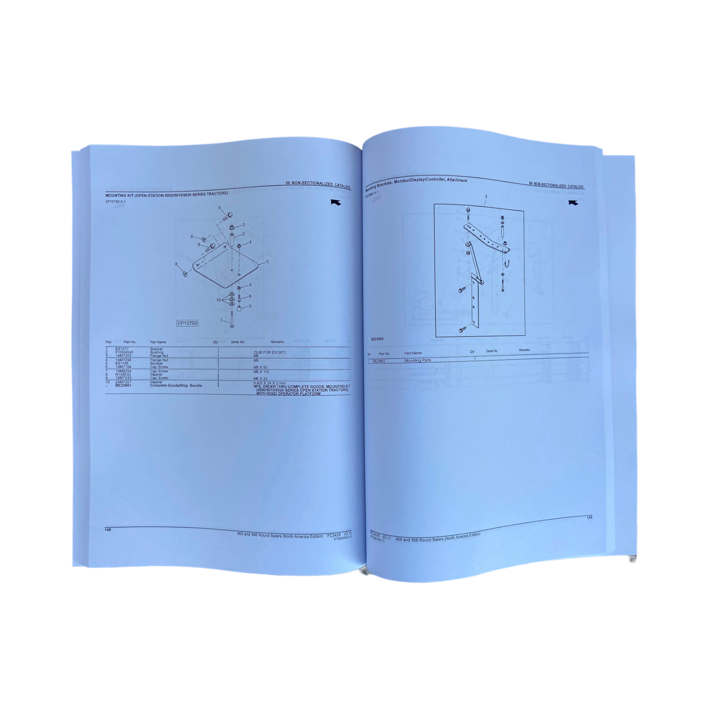 JOHN DEERE 466 566 ROUND BALER PARTS CATALOG MANUAL