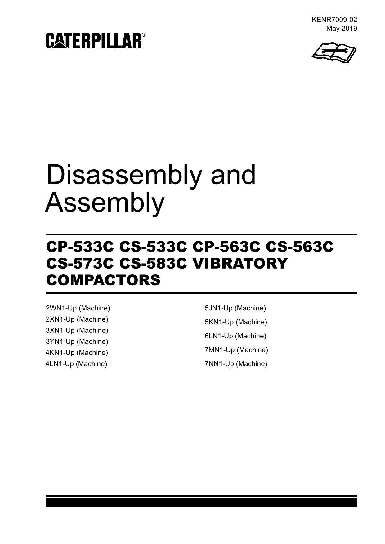 Caterpillar Cat CP-533C CS-533C CP-563C Compactor Disassem Assem Service Manual