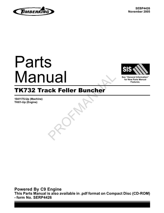 Caterpillar TK732 Raupen-Fäll- und Bündelmaschine, Ersatzteilkatalog, Handbuch 1041175-Up, THX1-Up