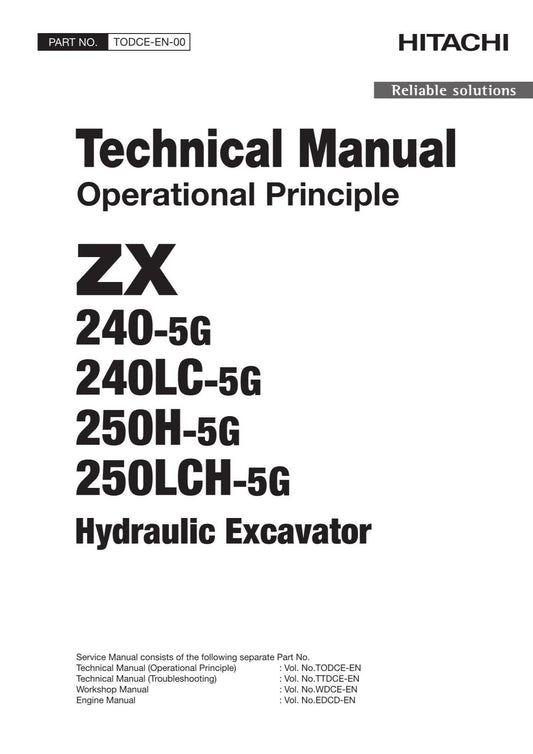 Hitachi ZX240-5G ZX240LC-5G ZX250H-5G Excavator Operation Service Manual Schemes