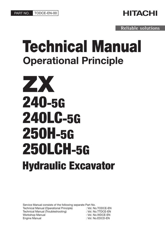 Hitachi ZX250LCH-5G ZX250K-5G Excavator Operational Service Manual Schemes