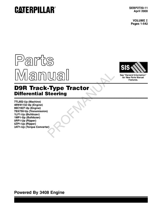 Catalogue de pièces de direction différentielle pour tracteur à chenilles Caterpillar D9R