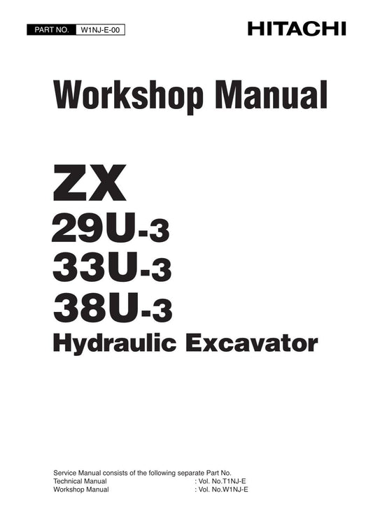 Hitachi ZX29U-3 ZX33U-3 ZX38U-3 Excavator Workshop Service Repair manual