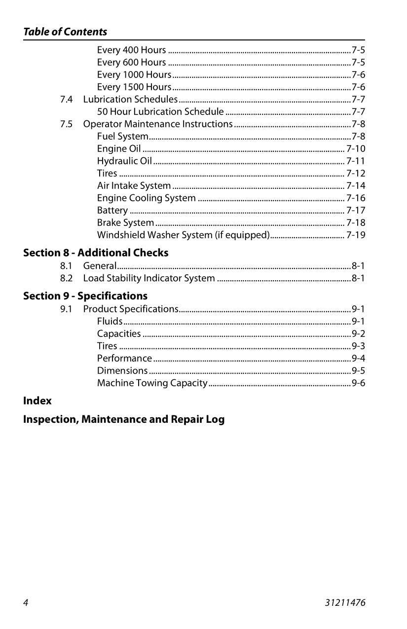 SKYTRAK 3013 Telehandler Maintenance Operation Operators Manual