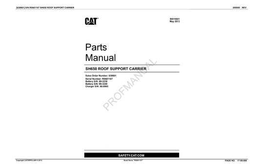 Caterpillar SH650 Carrier Underground Longwall Parts Catalog Manual BI016941