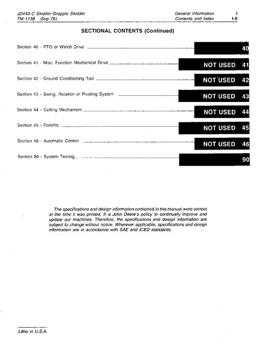 JOHN DEERE 440C SKIDDER REPAIR SERVICE TECHNICAL MANUAL TM1138