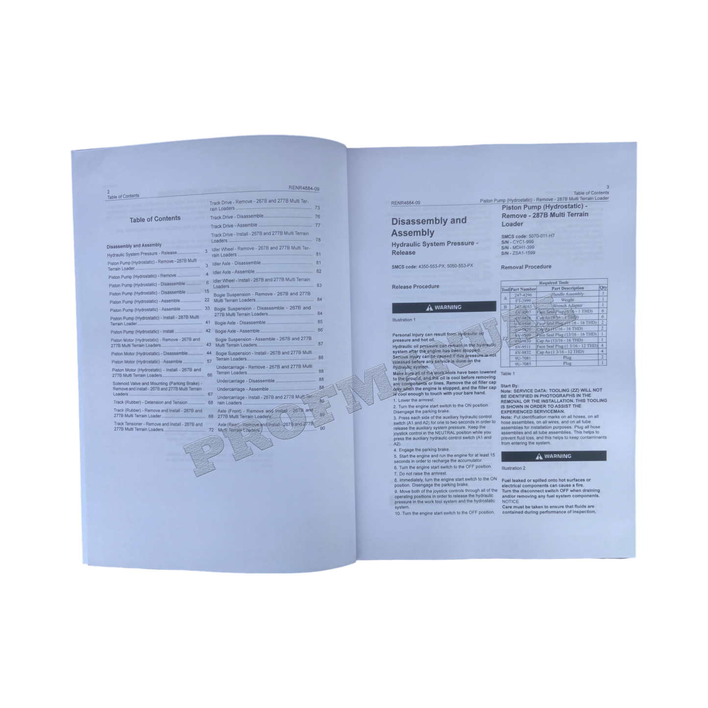 Caterpillar 267B 277B 287B Loader Power Train Service Manual Disassem Assem