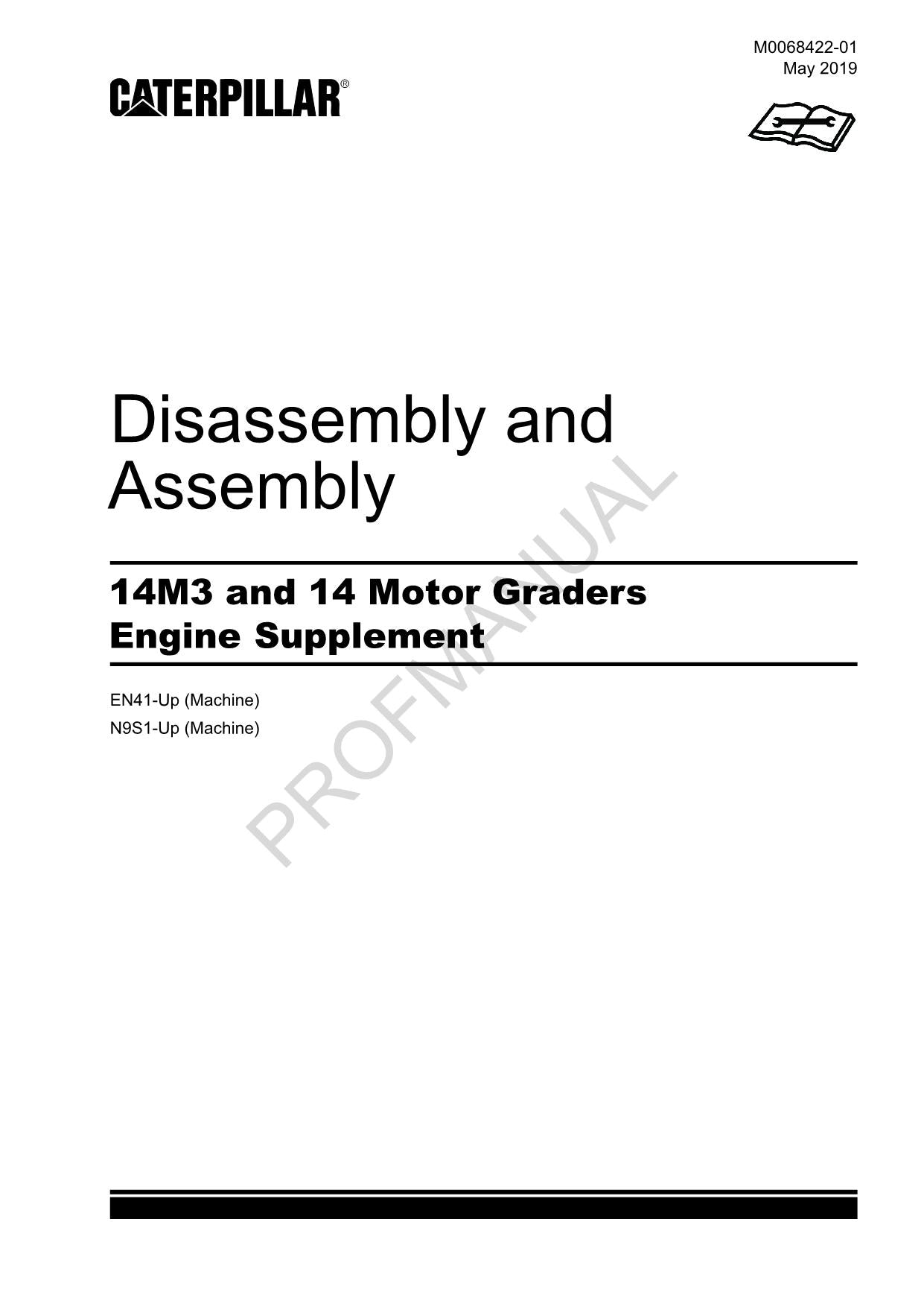 Caterpillar 14M3 14 Motor GRADER Engine Suppl Disassemb Assem Service Manual