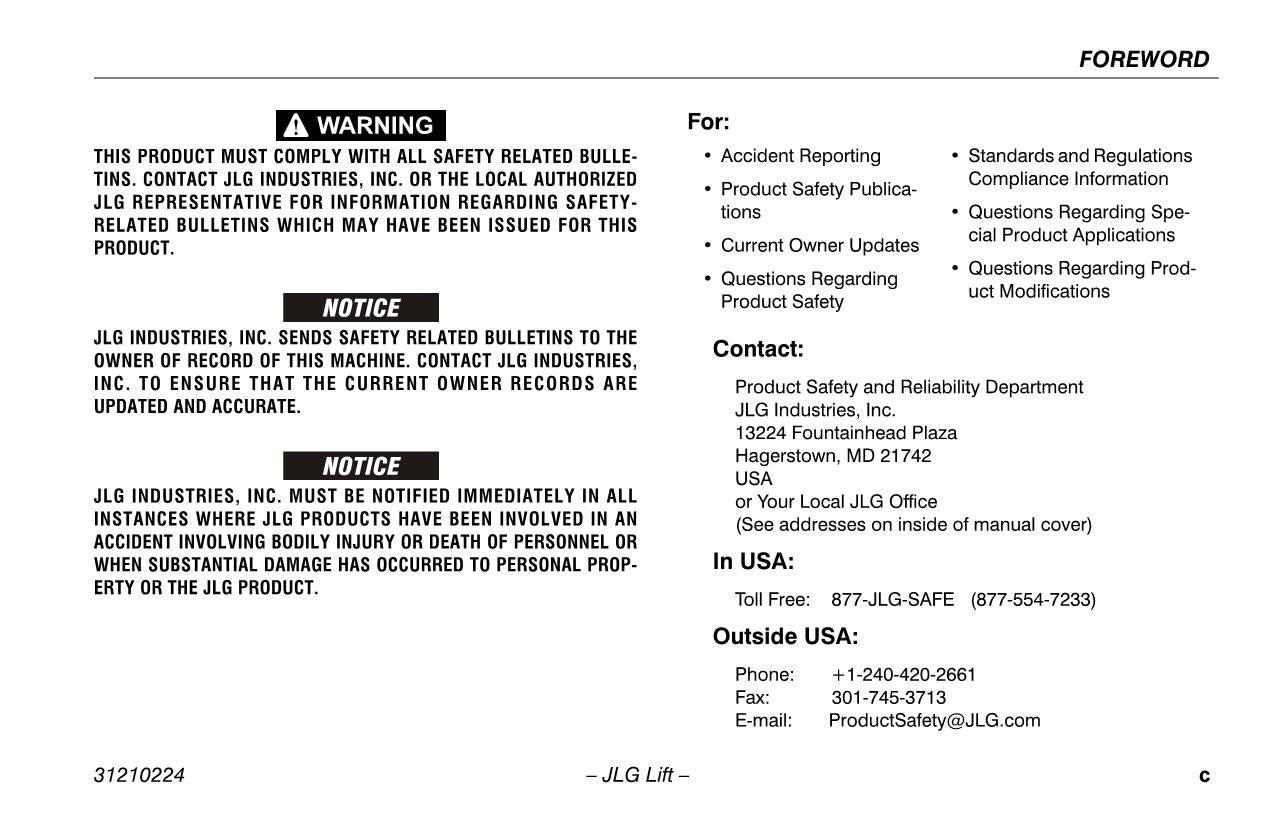 TOUCAN 10E 8E Vertical Lift Maintenance Operation Operators Manual