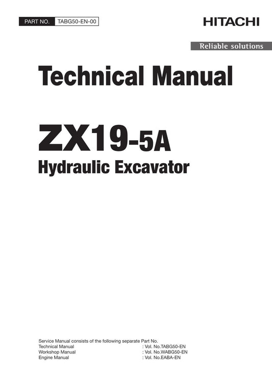 Hitachi ZX19-5A Excavator Service Manual with Schemes