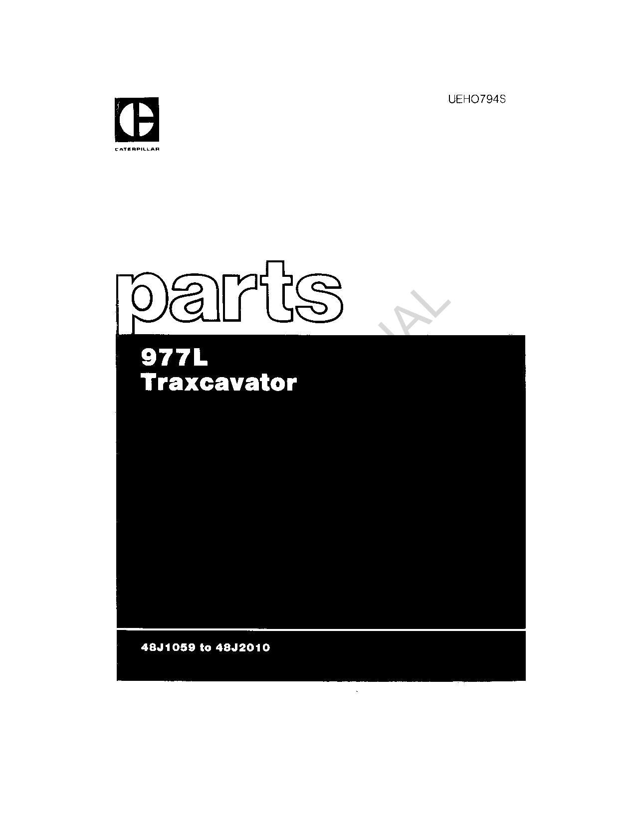 Caterpillar Cat 977L Traxcavator Parts Parts Catalog Manual UEH0794S