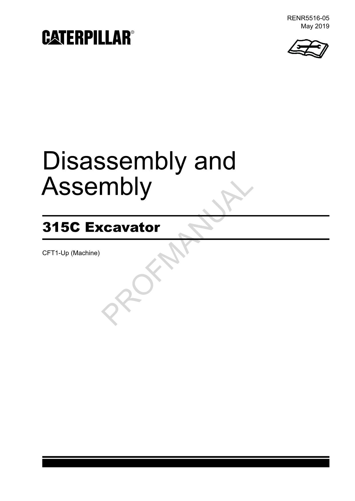 Caterpillar Cat 315C Excavator Disassembly Assembly Manual