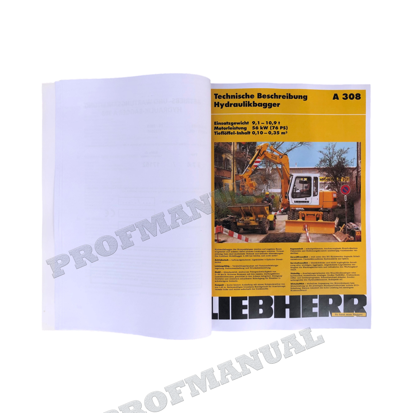 Liebherr A308 Hydraulikbagger Betriebsanleitung Wartungsanleitung