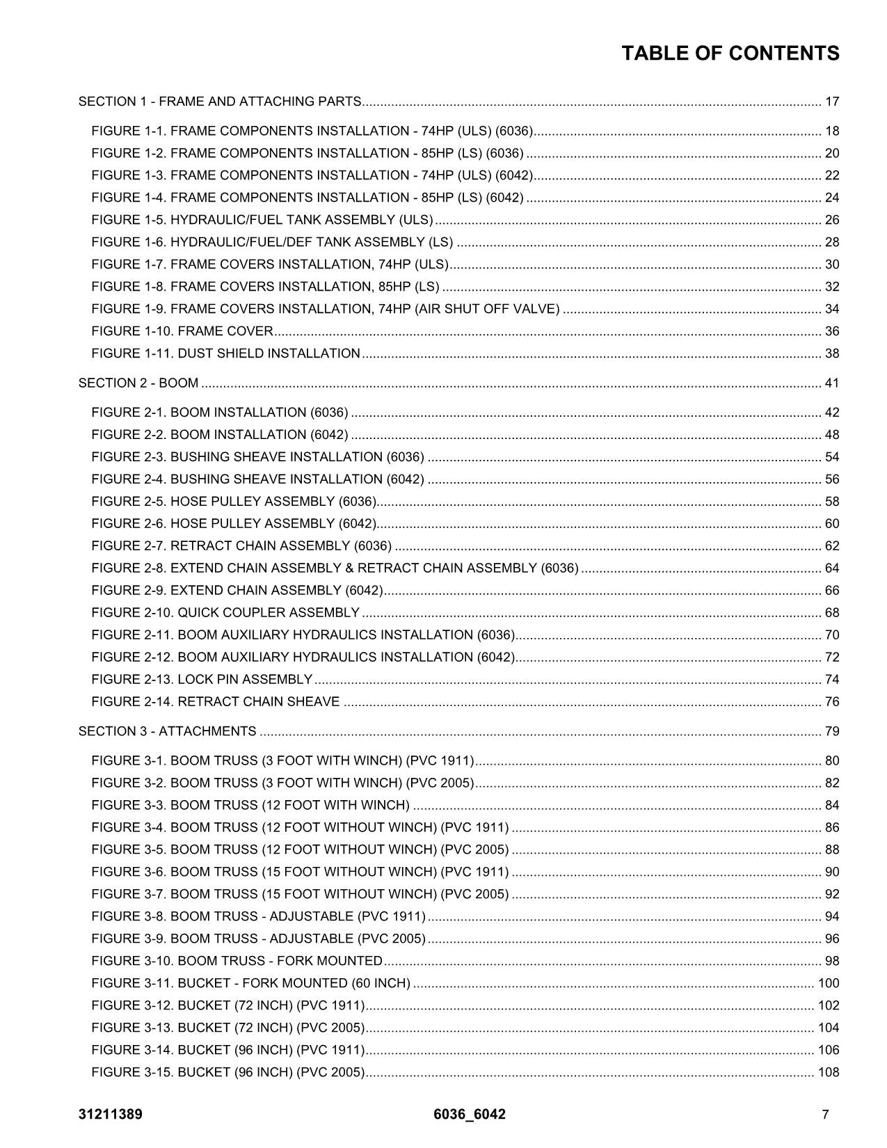 SKYTRAK 6036 6042 Telehandler Parts Catalog Manual 31211389