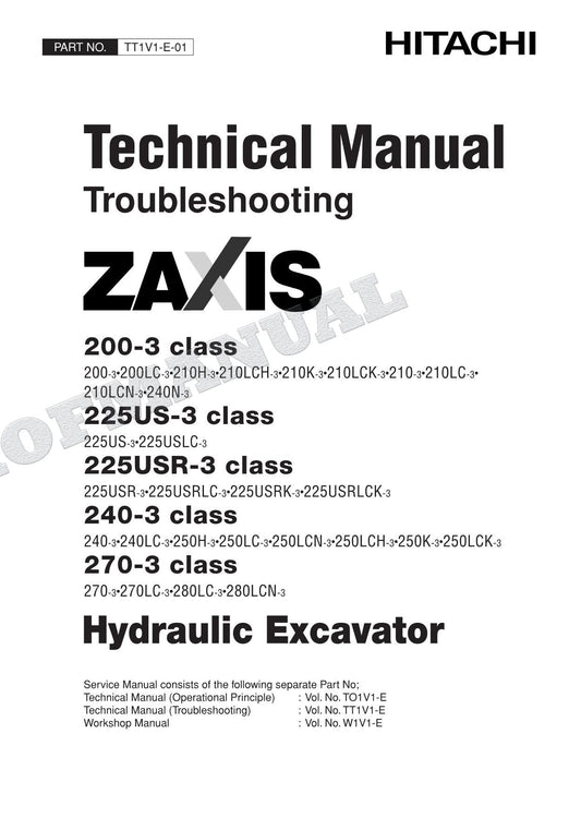 HITACHI ZX200-3 ZX225US-3 Excavator Service manual Troubleshooting Big Schemes