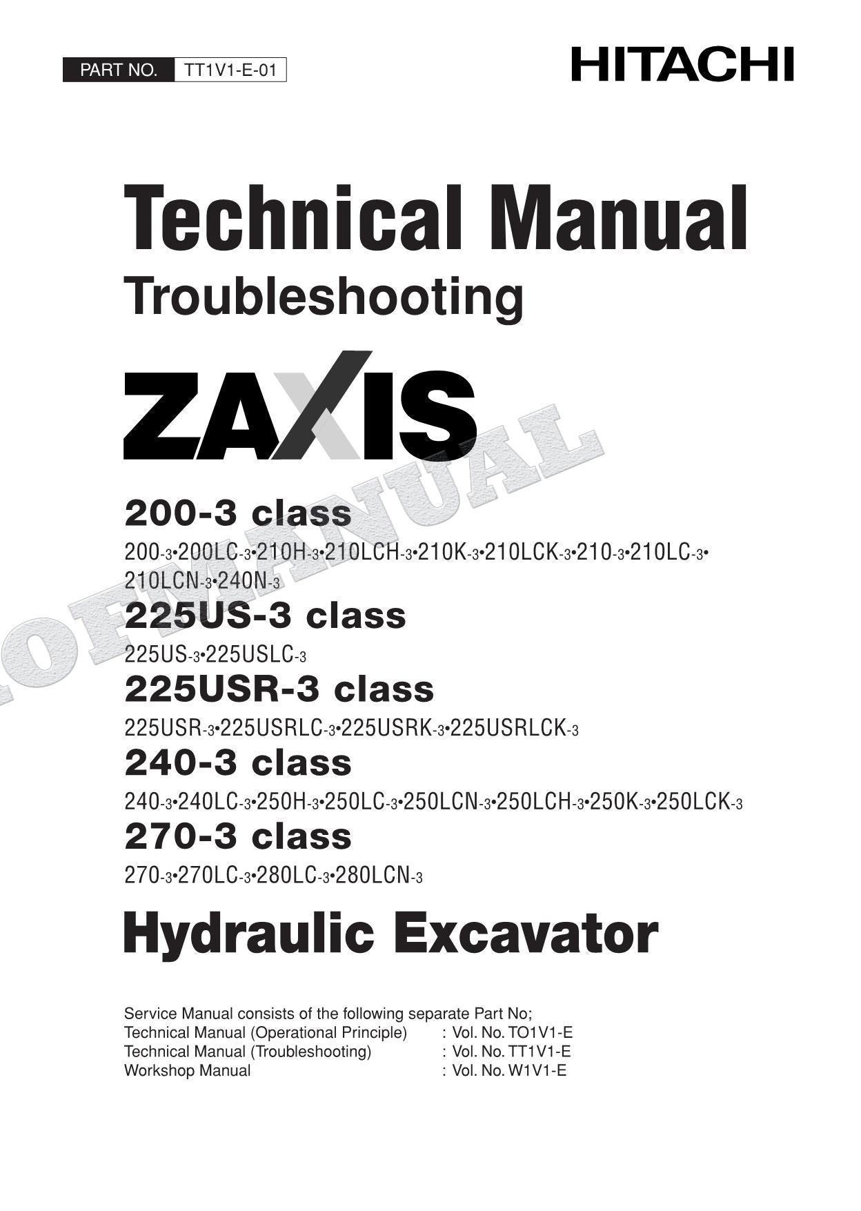 HITACHI ZX270-3 Excavator Service manual Troubleshooting Big Schemes