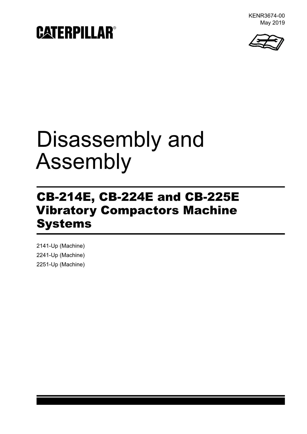 Caterpillar CB-214E CB-224E Compactor Disassembly Assembly Service Manual