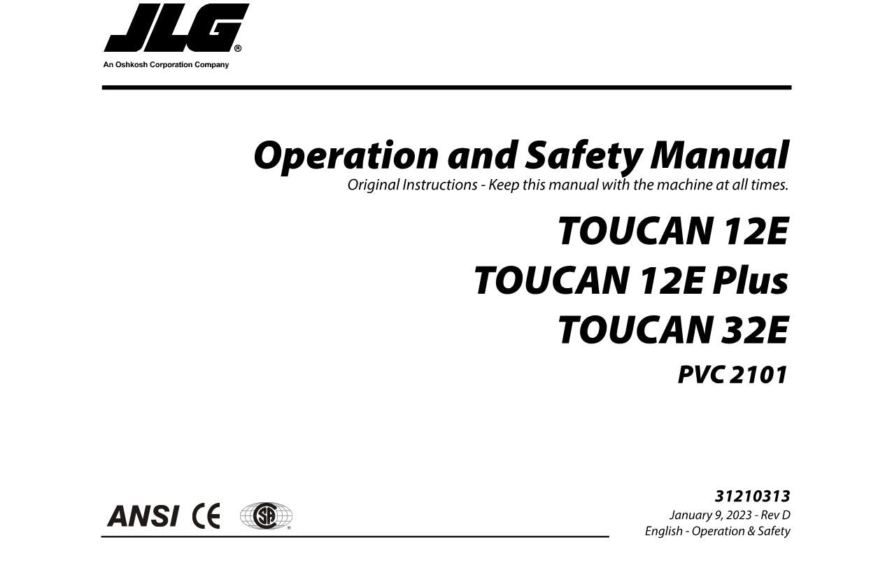 TOUCAN 12E 12E Plus 32E Vertical Lift Maintenance Operators Manual 31210313