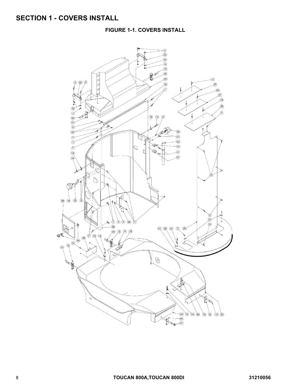 TOUCAN 800A 800Di Vertical Lift Parts Catalog Manual Multi language