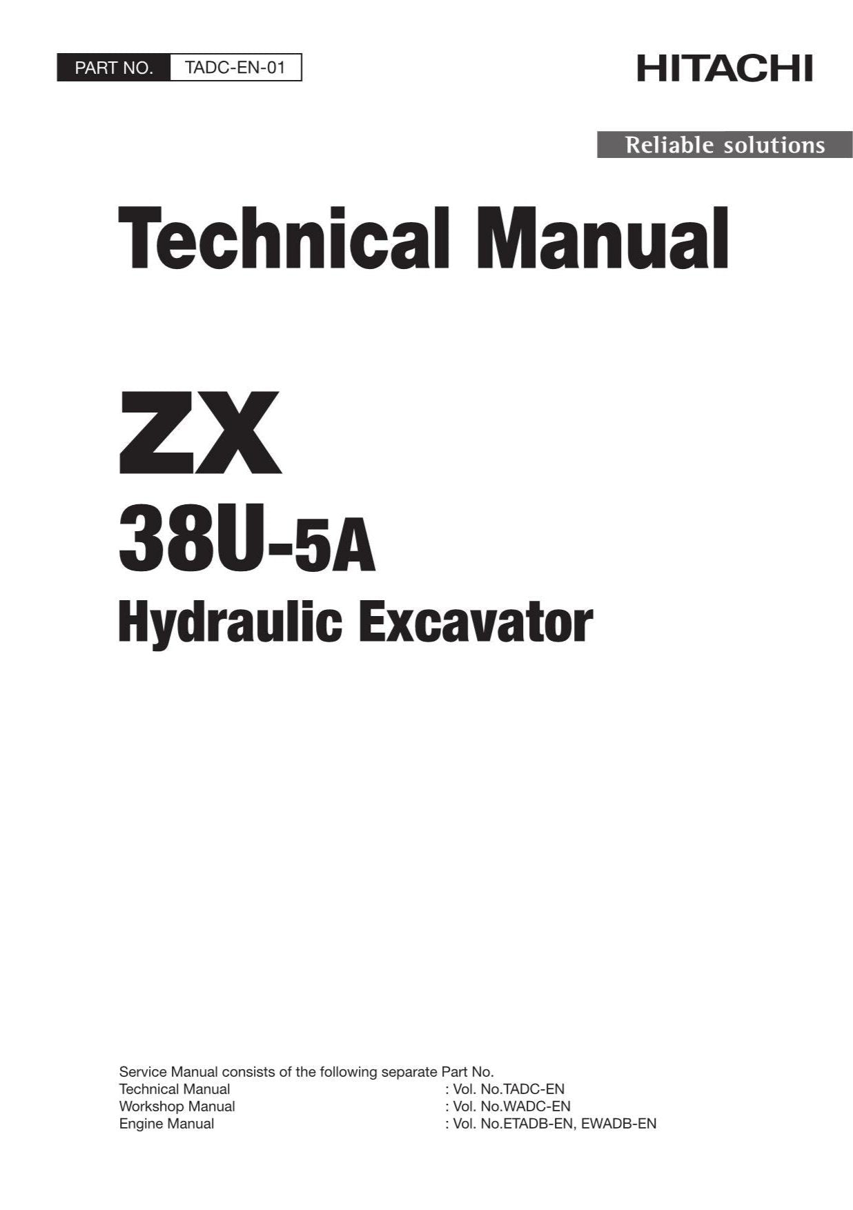 Hitachi ZX38U-5A Excavator Service Manual with Schemes TADC-EN-01