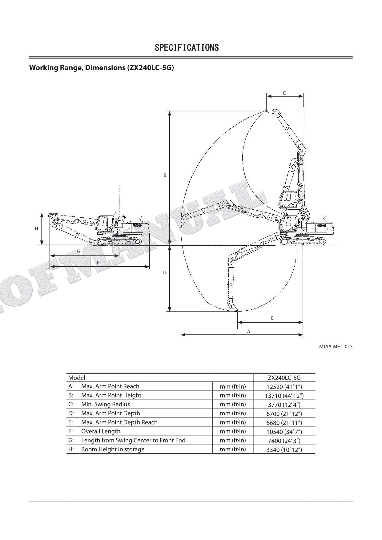 HITACHI ZX240LC-5 330LC-5G Excavator Material Handling Service Manual