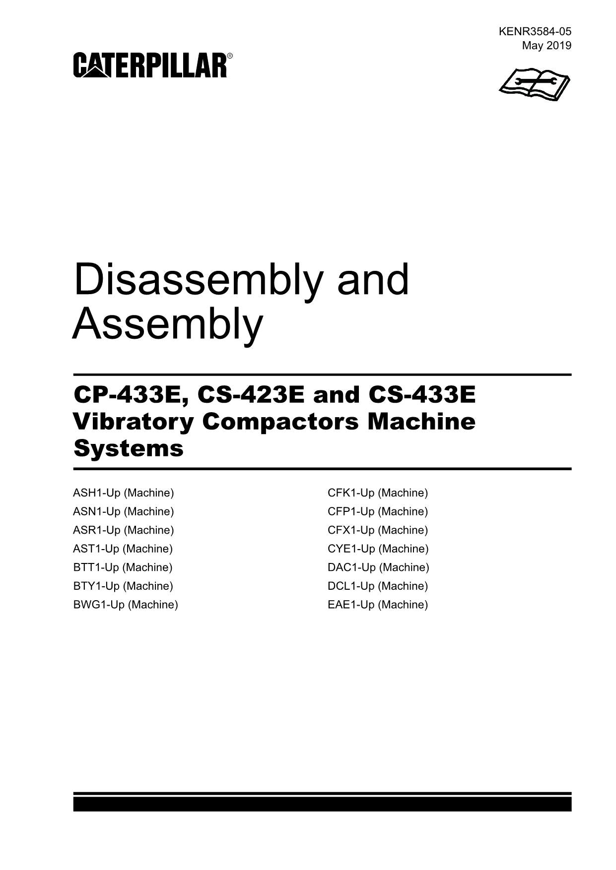 Caterpillar Cat CP-433E Compactor Disassembly Assembly Service Manual