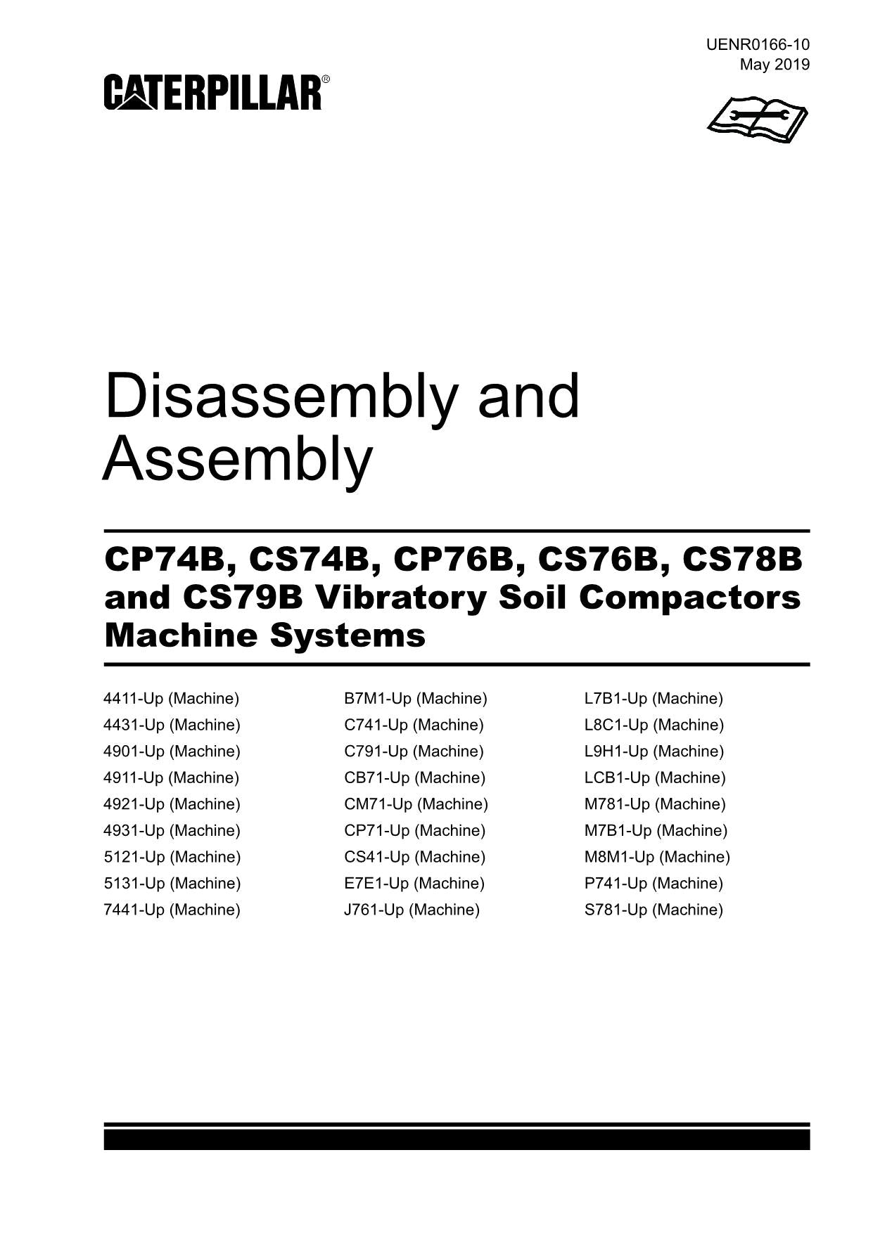 Caterpillar CP74B CS74B CP76B Compactor Disassembly Assembly Service Manual