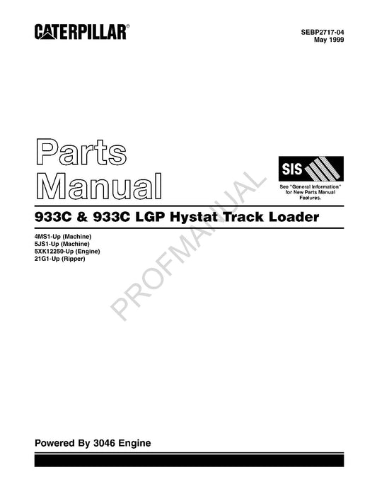 Caterpillar Cat 933C 933C LGP Hystat Track Loader Parts Catalog Manual