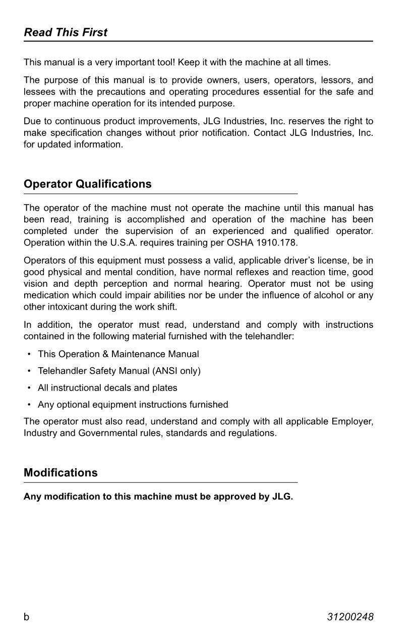 Caterpillar TL943 Telehandler Operation Maintenance Manual TBL00100 TBL01598