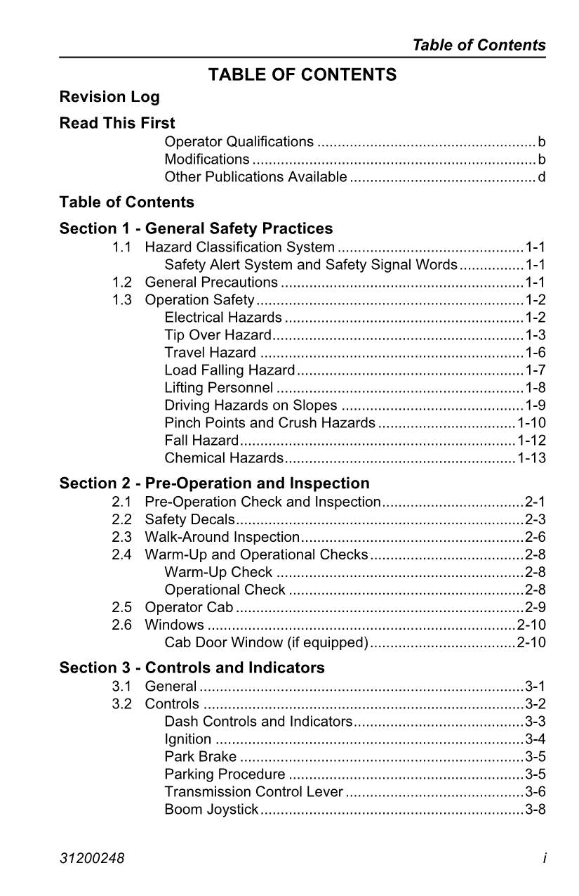 Caterpillar TL943 Telehandler Operation Maintenance Manual TBL00100 TBL01598