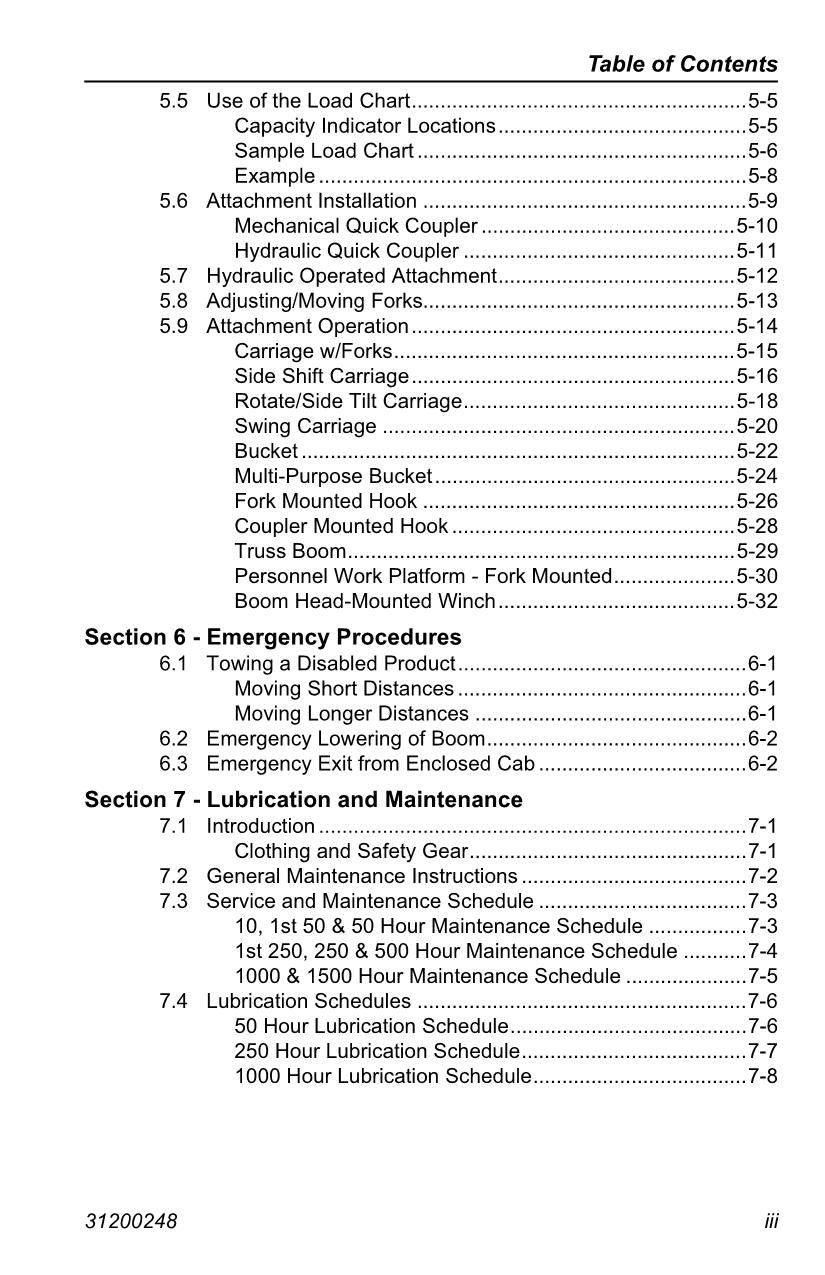 Caterpillar TL943 Telehandler Operation Maintenance Manual TBL00100 TBL01598