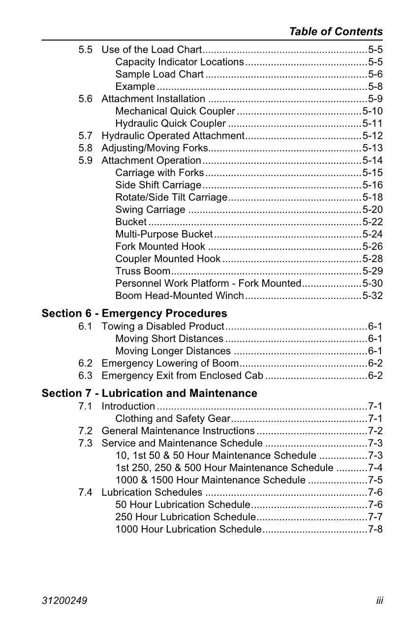 Caterpillar TL1055 TL1255 Telehandler Operation Maintenance Manual