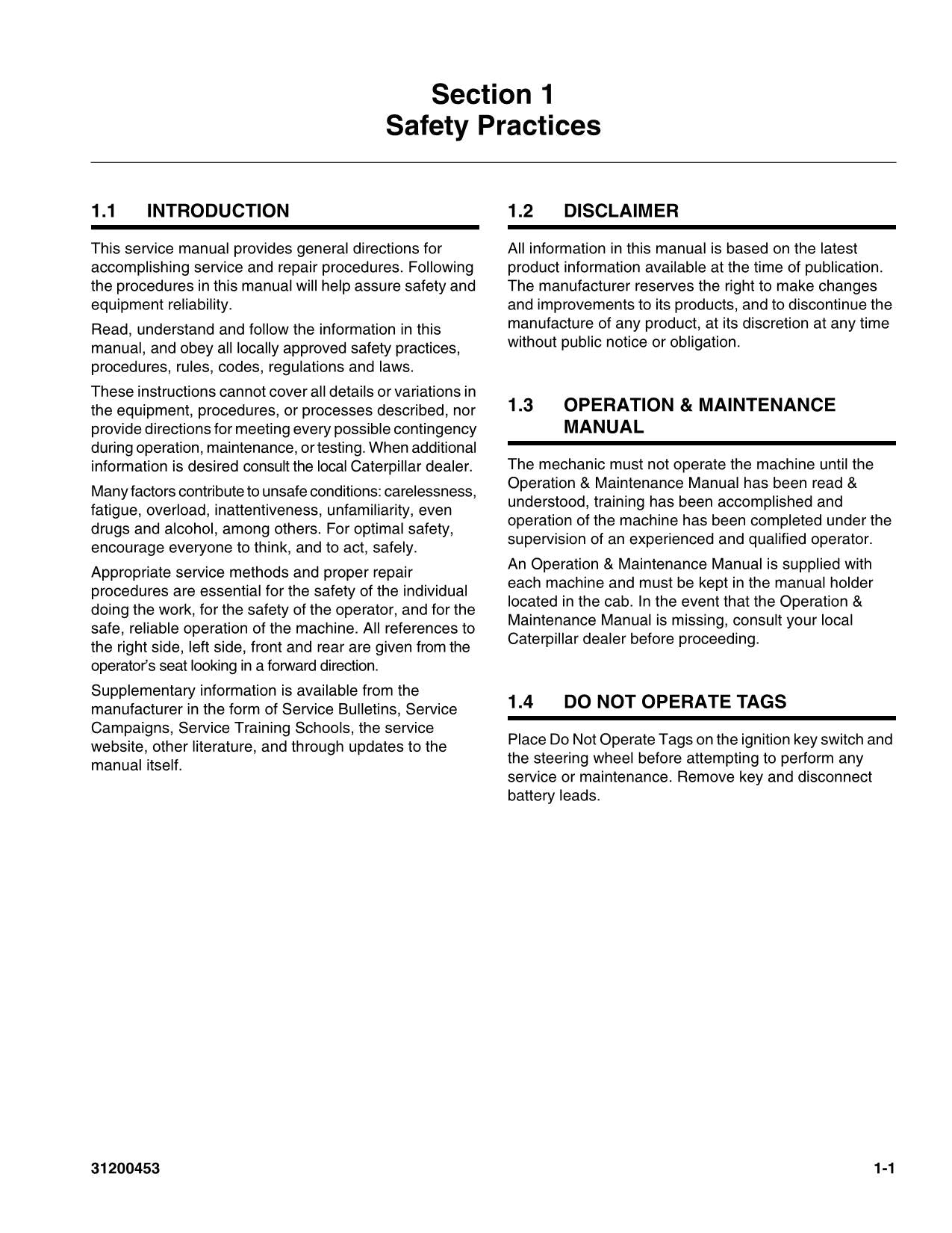 Caterpillar TH336 TH337 TH406 TH407 TH414 Telehandler Disass Assembly Manual