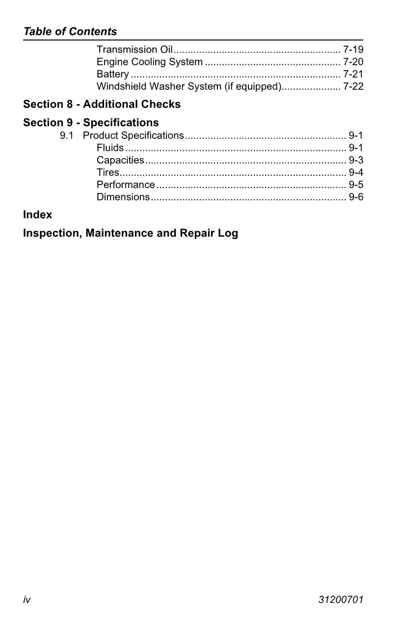 Caterpillar TL943 Telehandler Operation Maintenance Manual TBL01599 and After