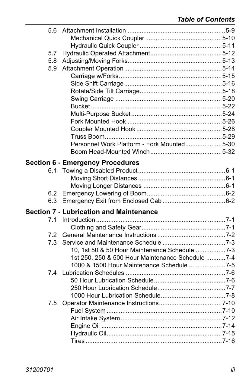 Caterpillar TL943 Telehandler Operation Maintenance Manual TBL01599 and After