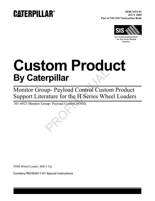 Caterpillar Monitor Group Payload Control H Series Loader Parts Catalog Manual