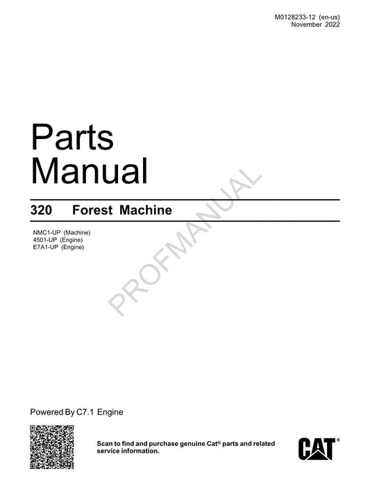 Manuel du catalogue des pièces détachées de la machine forestière Caterpillar 320