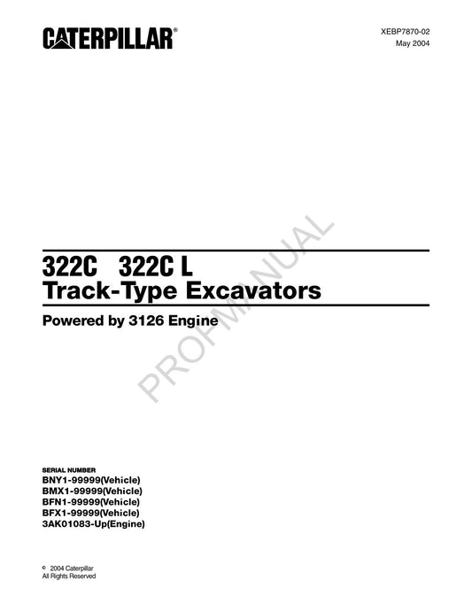 Caterpillar Cat 322C 322C L Raupenbagger Ersatzteilkatalog Handbuch XEBP7870