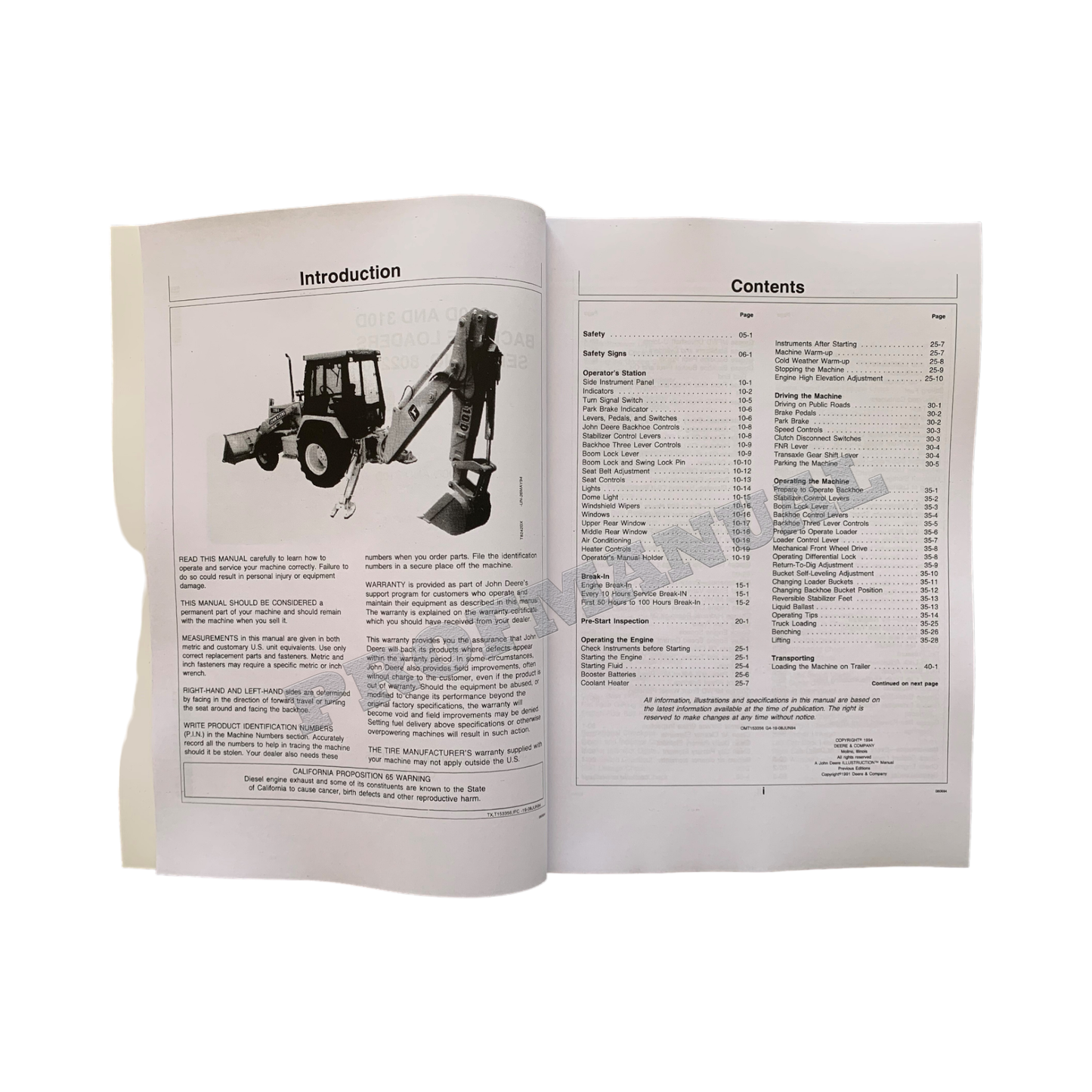 JOHN DEERE 300D 310D BAGGERBAGGER-BETRIEBSHANDBUCH NR. 2 